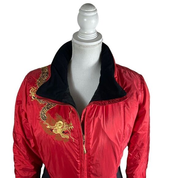 Vintage Obermeyer Limited Edition Red Dragon Red and Black Puffer Jacket - Picture 2 of 13